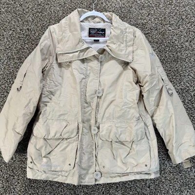 ZeroXposure Beige Impermeable Cremallera Completa Botón Chaqueta Mujer Talla Pequeña Bolsillos Viento Foto 1 de 4