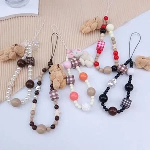 3D Cute Star Brown Beaded Phone Chain Phone Strap Bag Accessories - Photo 1 sur 13