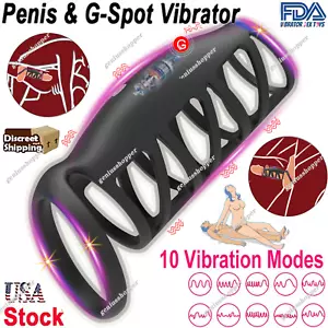Penis Cock Ring Vibrator G-spot Dildo Massager Sex Toys For Men Women Couples - Picture 1 of 9