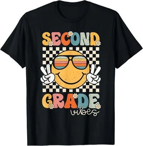 Second Grade Vibes Smile First Day of School 2nd Grade Team T-Shirt Hoodie - Picture 1 of 9