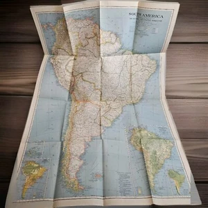SOUTH AMERICA POSTER MAP VINTAGE 1937 NATIONAL GEOGRAPHIC SOCIETY ANTIQUE - Picture 1 of 6