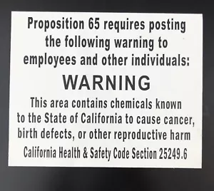 Proposition 65 Sign (8"x11") - Picture 1 of 1
