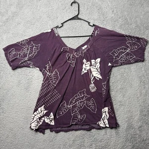 Hawaiian Blouse Top Womens Large Purple - Picture 1 of 10