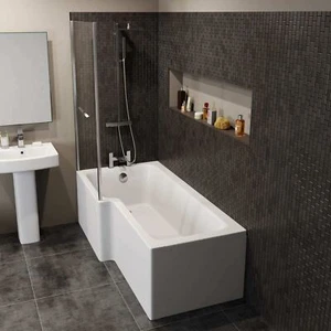 Modern L Shaped Shower Bath Only Left Hand Bathtub 1700mm Acrylic Bathroom Tub - Picture 1 of 7