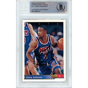 Kenny Anderson Signed 1992-93 Upper Deck #211 Card AUTO Beckett Slabbed NJ Nets - Picture 1 of 5