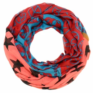 Schal Halstuch mit Totenkopf-Peace-Sterne Muster Loopschal Loop Rundschal Neu - Bild 1 von 6