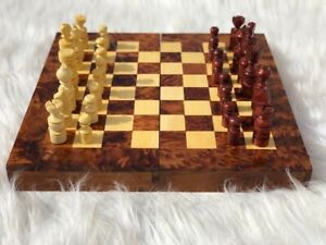 Large Chess Wooden Set Folding Chessboard Pieces Wood Board , moroccan thuya