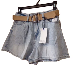 DENIM Flare Shorts with belt~Women's Shorts~Size 16W~NEW w/tags~Wallflower - Picture 1 of 1