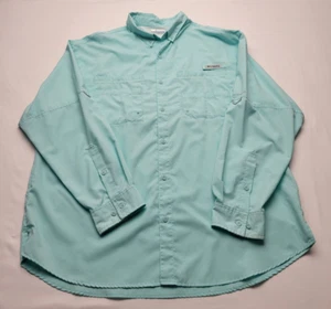Columbia Mens PFG Omni-Shade Vented Turquoise Long Sleeve Button Up Shirt Sz XXL - Picture 1 of 11