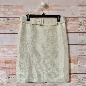 Falda Lápiz Ann Taylor Brocado Crema NUEVA Talla 6p Hilo Metálico $118 Formal - Imagen 1 de 7