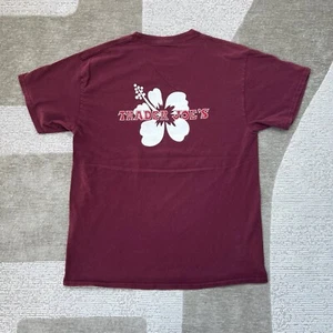 Trader Joe's Short Sleeve Employee T-Shirt Hibiscus Burgundy Tee - Picture 1 of 10