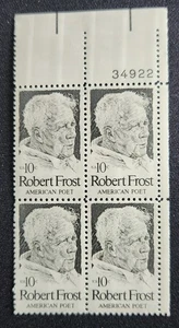 US Scott 1526 - Robert Frost - MNH - 1974 Issue - Plate Block of 4 - Picture 1 of 1