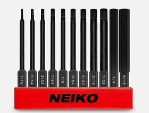 11 piece Neiko NEW Magnetic Allen Wrench 1/4" Hex Head Drill Bits Set SAE 01147A - Picture 1 of 9