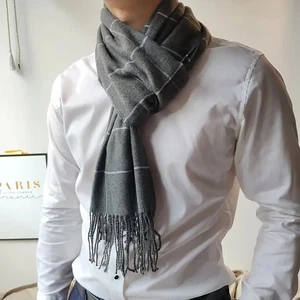 NUOVO! Sciarpa uomo e donna elegante a quadri calda GRIGIO - Foto 1 di 3