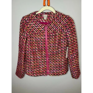 Chico's Tweed Blazer Jacke Magenta Mehrfarbig Reißverschluss vorne  - Bild 1 von 7