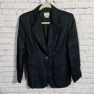 Talbots Damen Vintage irischer Leinen Blazer schwarz Größe 4P Business adrett altes Geld - Bild 1 von 5