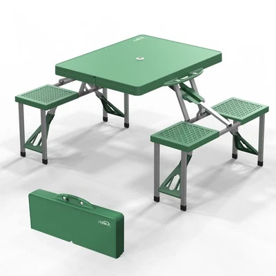 Mesa de picnic plegable portátil para camping con asientos juego de mesa portátil para exterior Foto 1 de 4