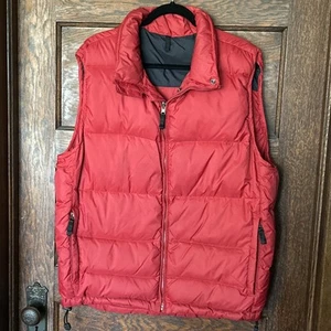 Vtg Gap Red Down Puffer Vest Zip Hood Reversible Marty Mcfly 80s 90s Men’s Sz L - Picture 1 of 9