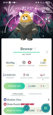 Pokémon Shiny Bewear ( Wilderness Cape ) ( Special BG Go Wild Area ) GO - Image 1 of 2