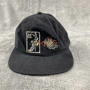 Vintage 1997 Looney Tunes Stamp Collection Hat Cap Black Bugs Bunny Taz Snapback - Picture 1 of 11