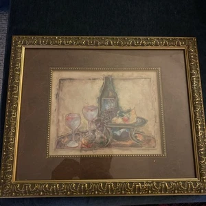 Joyce Kämme "Wein und Obst II" schönes Kunstwerk mit goldfarbenen Perleninlays - Bild 1 von 6