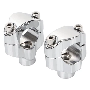 Chrome 1.5" Tall Handlebar Risers Mount Clamp Fit For Harley 1.25" Bars Softail - Picture 1 of 11