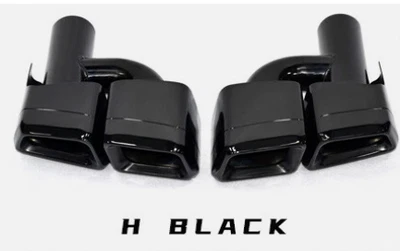 Ponta de escape prata/preto 304 SS quad Y/H para Mercedes Benz AMG W221 W212 W218 - Imagem 1 de 4