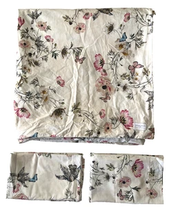 Pottery Barn Monique Lhullier Tuileries Duvet Cover 2 Std Shams Floral Percale - Picture 1 of 9