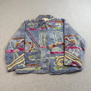 Norm Thompson Jacket Womens 1X Embroidered Boho Patchwork Button Up Art India - Picture 1 of 7
