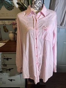 Victoria's Secret rosa-weiß gestreiftes Schlafhemd Knopfleiste Größe Large. - Bild 1 von 10