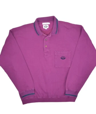 Vintage Levis Dockers Sweatshirt Mens L Purple Henley Collared Pullover 90s - Image 1 of 4