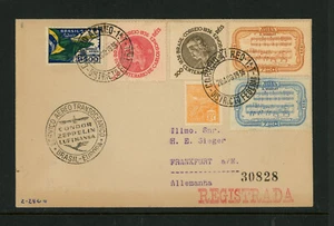Zeppelin Cover Brazil to Frankfurt Germany 1936 Air Mail Stamps - Picture 1 of 2