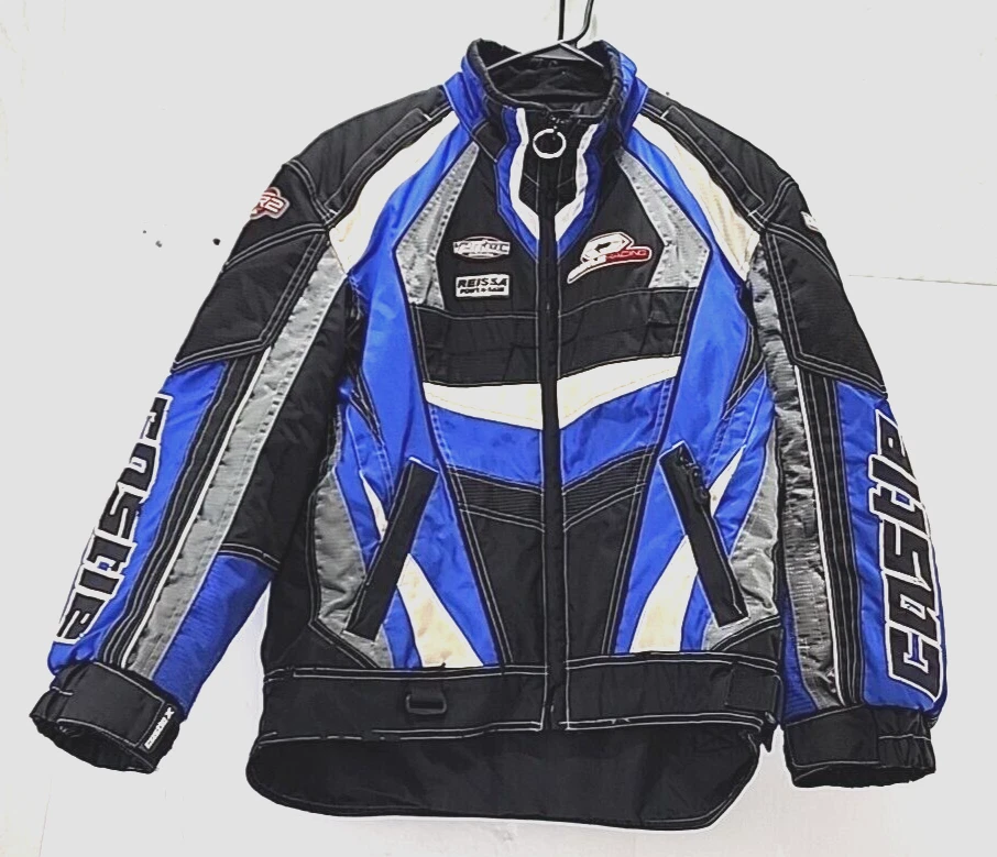 Jaqueta de Snowmobile Castle Racing CR2 Masculina Zíper Completo Tamanho Pequeno Preta e Azul - Imagem 1 de 4