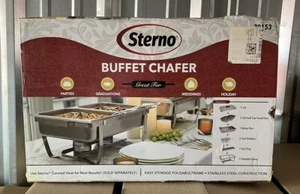 STERNO 70153 Stainless Steel Foldable Frame Buffet Chafer 8 Piece Set - 8 Quarts - Picture 1 of 10