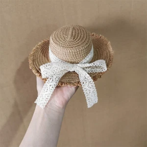 Handmade Doll's Woven Straw Hat Ribbon Ragdoll Clothes Cap Accessories Ornament - Picture 1 of 11