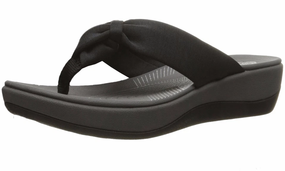 Cloudsteppers by Clarks Arla Glison Flip Flops Womens Black Fabric 9