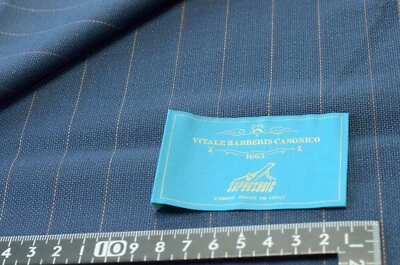 Vitale Barberis Canonico SUPERSONIC Fabric 2.10m - 100% Wool - Blue & Tan/Orange - Image 1 of 4