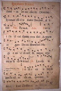 Gregorianischer Gesang Pergament Notenblatt in Latein (1650) - Bild 1 von 3
