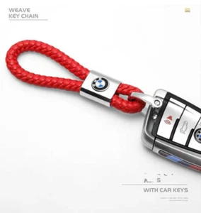 Neu Auto Leder Schlüsselanhänger Rot für BMW Emblem Tuning Keyring Lanyards - Bild 1 von 6