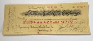 Vintage 1930 Bankscheck ~ Gilliam Coal & Coke Company West Virginia Lynchburg VA - Bild 1 von 2