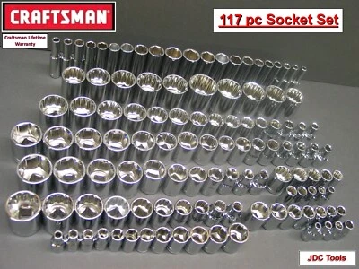 CRAFTSMAN 117pc 1/4 3/8 1/2 Dr SAE METRIC MM 6pt 12pt ratchet wrench socket set - Image 1 of 4