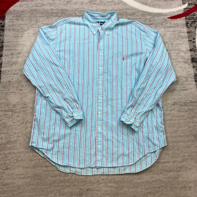 Polo Ralph Lauren Shirt 2XLT 2XL XXL 2X Tall Blue Pink White Pony Outdoors Mens - Image 1 of 4