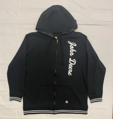 John Deere Women’s XL Black & Silver Full Zip Up Sweatshirt Hoodie Jacket - Image 1 of 4