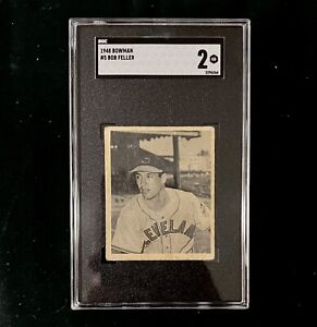 Bob Feller 1948 Bowman #5 Rookie Baseball Card. SGC 2. Good
