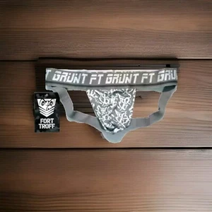 Fort Troff  Size Lg "GRUNT" Graffiti Athletic Supporter/Jockstrap - Gray/White - Picture 1 of 4