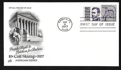 #1617 10c Contemplation of Justice - ArtCraft FDC coil + #1297 - Image 1 of 2