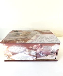 Vintage Precious Moments Hard Cardboard Storage Keepsake Box Apron Address Book - Picture 1 of 18