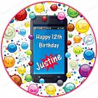 Personalised Smartphone Mobile Phone Edible Icing Birthday Party Cake Topper