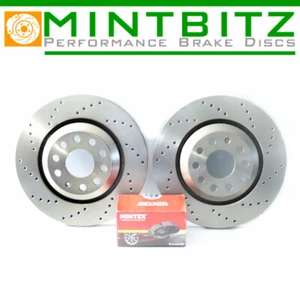 REAR BRAKE DISCS & MINTEX PADS FOR VW GOLF R GTI AUDI S3 DRILLED PERFORMANCE - Picture 1 of 2