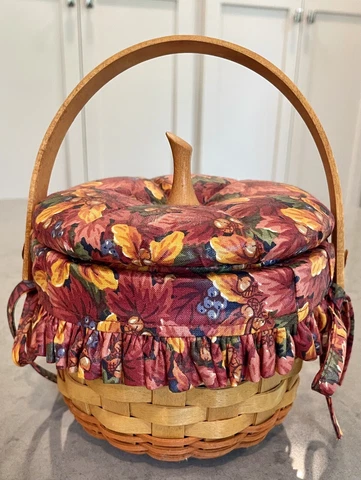 Longaberger 1997 Little Pumpkin Basket Padded Lid Fall Foliage Liner Protector Cover